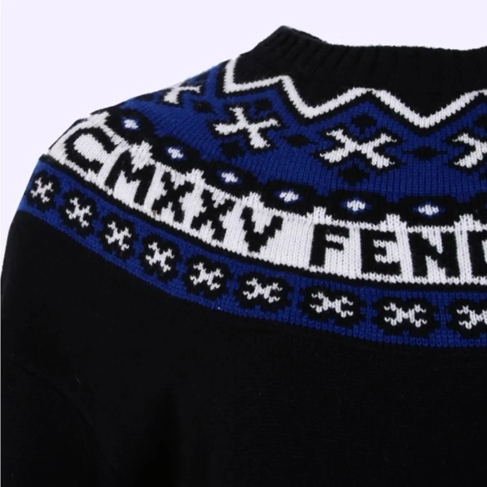 FENDI Black Fair Isle Wool Cashmere Knit Sweater Dress Size 42 It, 6 US - Picture 9 of 9